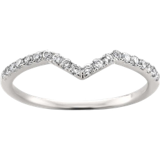 La4ve Diamonds V Shape Chevron Stackable Wedding Band Ring - White Gold/Diamonds