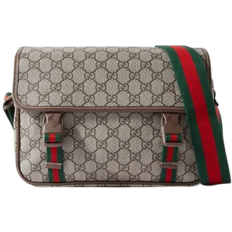 Gucci Crossbody Bags Gucci Supreme Trimmed Monogrammed Messenger Bag - Beige