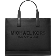 Michael Kors Cooper Logo Embossed Pebbled Leather Tote Bag - Black