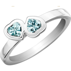 Gem & Harmony Double Heart Ring - Silver/Aquamarine