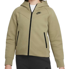 Nike Girls' Sportswear Tech Fleece Full-Zip Hoodie - Neutral Olive/Black/Black