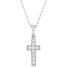 Montana Silversmiths Dainty Cross Necklace - Silver/Transparent