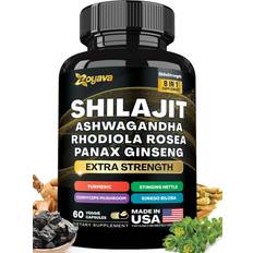 Zoyava Shilajit Ashwagandha Rhodiola Rosea Panax Ginseng Extra Strength 60