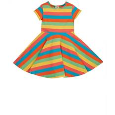 Frugi Spring Skater Dress - Camper Blue Rainbow Stripe (DRS228)