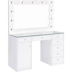 Rectangle - White Tables Coaster Percy White/Clear Dressing Table 18.5x46.5"