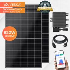 VESKA Solarmodule VESKA 820 W 600 W Balkonkraftwerk Photovoltaik Solaranlage Steckerfertig WIFI Smart