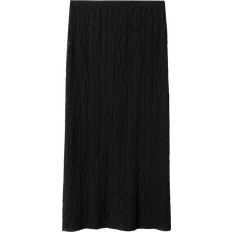 Mango Open Textured Skirt - Black