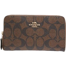 Coach Medium Id Zip In Signature Canvas - Gold/Brown/Black