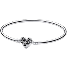 Pandora Moments Heart & Butterfly Bangle - Silver/Transparent