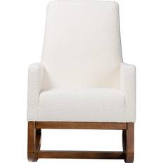 Baxton Studio Yashiya Wood Off-White/Walnut Brown Rocking Chair 37"