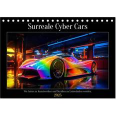 Calvendo Surreal Cyber ​​Cars A5 Landscape Desk Calendar 2025