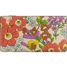 Coach Slim Zip Wallet With Floral Print - Silver/Ivory Multi