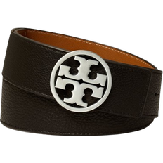 Tory Burch 1.5" Miller Reversible Belt - Black/Classic Cuoio/Silver