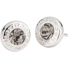 Coach Open Circle Stone Stud Earrings - Silver/Grey