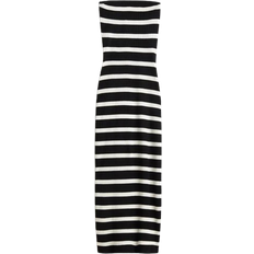 Midikleider H&M Ribbed Tube Dress - Black/Striped