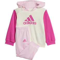 Polyester Tracksuits adidas Baby Essentials Colorblock Tracksuit - Ivory/Semi Lucid Fuchsia/Clear Pink