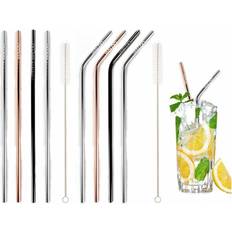 Waloo Straws Stainless Steel with Brush Silver 4-pack