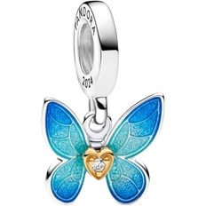 Blue Charms & Pendants Pandora Club 2024 Butterfly Dangle Charm - Silver/Gold/Blue/Diamond