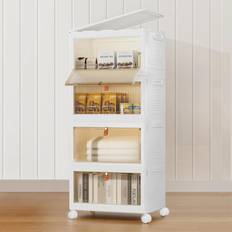 HoneySky Bins Organizer White Plus Light Brown Storage Cabinet 11x32.9" 4