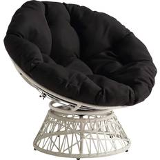 Lounge Chairs OSP Home Furnishings ‎BF29296CM-BK Wicker Papasan Cream Frame/Black Cushion Lounge Chair 35.2"