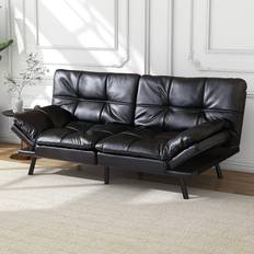 Overstock Furniture Overstock B0BWVV1F7Y Black Sofa 71.8" 2 Seater