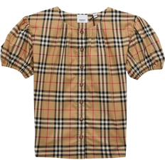 Buttons Blouses & Tunics Children's Clothing Burberry Kid's Check Stretch Cotton Blouse - Archive Beige