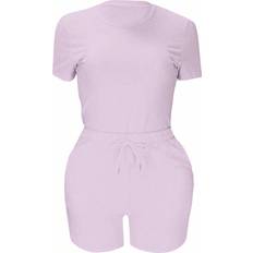 Shein M - Women Jumpsuits & Overalls Shein Solid Tee & Drawstring Waist Shorts