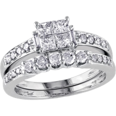 Wedding Rings - Women Gem & Harmony Princess Cut Engagement Ring - White Gold/Diamonds