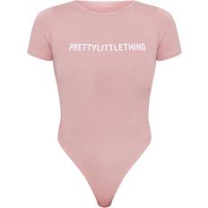 PrettyLittleThing Polyester Bodysuits PrettyLittleThing Logo Short Sleeve Bodysuit - Light Pink