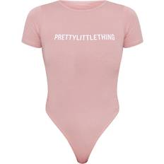 PrettyLittleThing L Clothing PrettyLittleThing Logo Short Sleeve Bodysuit - Light Pink