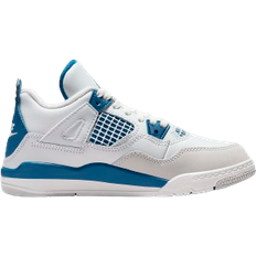 Turf Football Shoes Children's Shoes Nike Air Jordan 4 Retro Industrial Blue PS - Off White/Neutral Grey/Military Blue