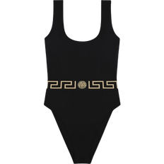 Black - Women Swimwear Versace Greca Border One Piece Swimsuit - Black