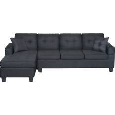 Plastic Sofas Lilola Home LLOL1693 Black Sofa 97" 4 Seater