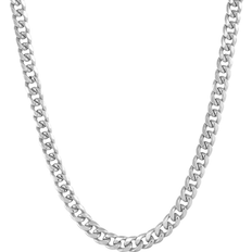 Italian Gold Miami Cuban Chain Necklace - White Gold