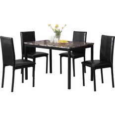 Roundhill Furniture Citico Black Dining Set 30x48" 5