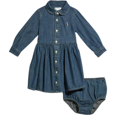 Babies Dresses Children's Clothing Polo Ralph Lauren Baby's Shirred Denim Shirtdress & Bloomer - Indigo Blue