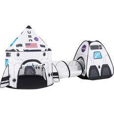 Joyin White Rocket Ship Pop Up Play Tent with Tunnel