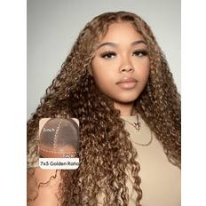 UNice Blonde Extensions & Wigs UNice 7x5 Glueless Lace Bye Bye Knots Curly Wig 14 inch Honey Blonde