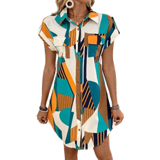 Shein L Dresses Shein LUNE Women's Geometric Print Shirt Dress