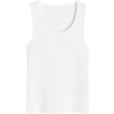 L Oberteile H&M Ribbed Vest Top - White