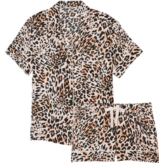 Polyester - Women Sleepwear Victoria's Secret Satin Short Pajama Set - Wavy Leopard