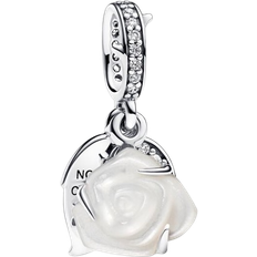 Pandora Bloom Double Dangle Charm - Silver/Mother of Pearl/Transparent