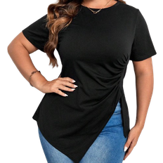 Shein LUNE Plus Ruched Asymmetrical Hem Tee