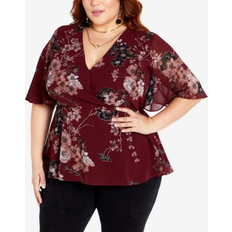 Red Blouses City Chic Plus Blossom Love Top Ruby Bold Blossom