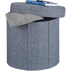 Relaxdays Upholstered Stool For Storage Dark Grey Hocker