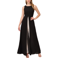 Polyester - Women Jumpsuits & Overalls Adrianna Papell Colorblock Jumpsuit With Skirt Overlay - Black/Ivory