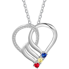 Jeweidea Personalized Heart Necklace - Silver/Multicolour