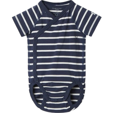 Polarn O. Pyret Striped Wraparound Babygrow - Blue