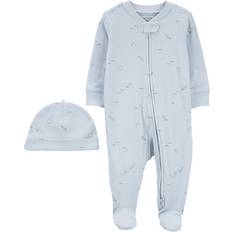S Pajamases Children's Clothing Carter's Blue Airplane 2-Piece Sleep and Play and Cap Set 100% Cotton