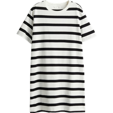 H&M Cotton T-shirt Dress - White/Black